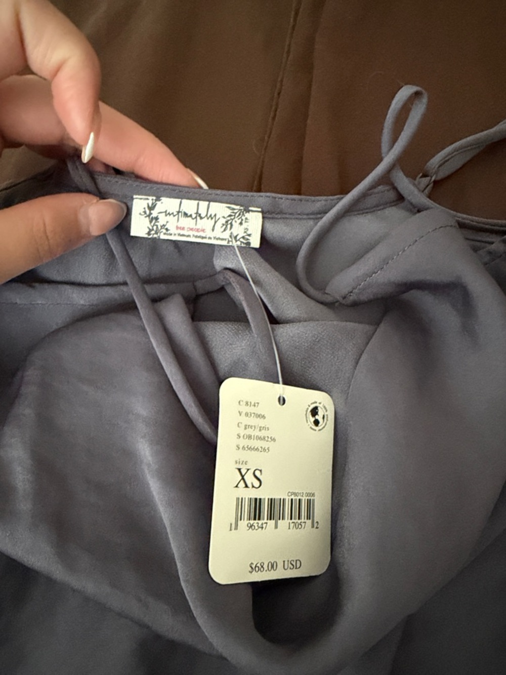 FREE PEOPLE Satin Cowl Neck Ruched Slip Dress - Light Gray - Picture 2 of 4